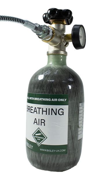 Bisley Lite 1.1lt Carbon Fibre Airgun Charging Cylinder Bottle with Valve & Whip Bisley Lite 1.1lt Carbon Fibre Airgun Charging Cylinder Bottle with Valve & Whip