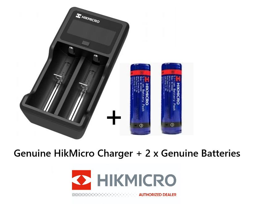 HIKMICRO Genuine Replacement Charger  x 2 + Genunie HIKMICRO 18650 Batteries