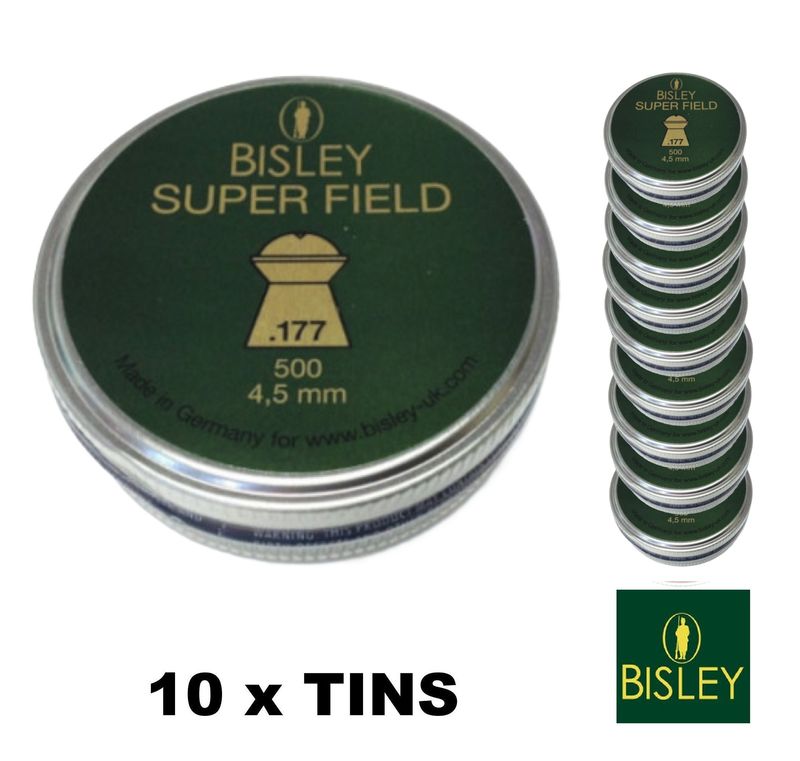 Bisley Superfield .177 Airgun Pellets 8.64 grains 10 x Tins 5000pcs Bisley Superfield .177 Airgun Pellets 8.64 grains 10 x Tins 5000pcs