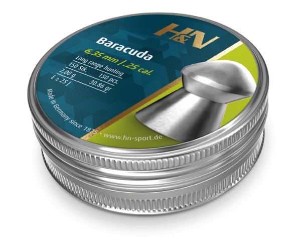 H&N Baracuda Airgun Pellets .25 cal 6.35mm Tin x 150pc H&N Baracuda Airgun Pellets .25 cal 6.35mm Tin x 150pc