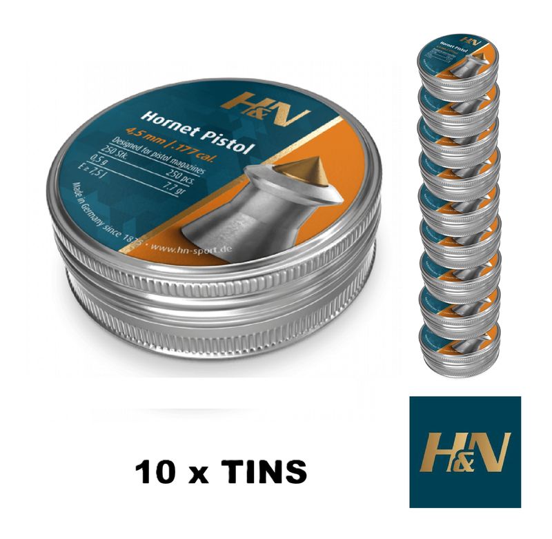 H&amp;N Hornet Air Pistol Pellet .177cal  10 x Tins 2500pcs