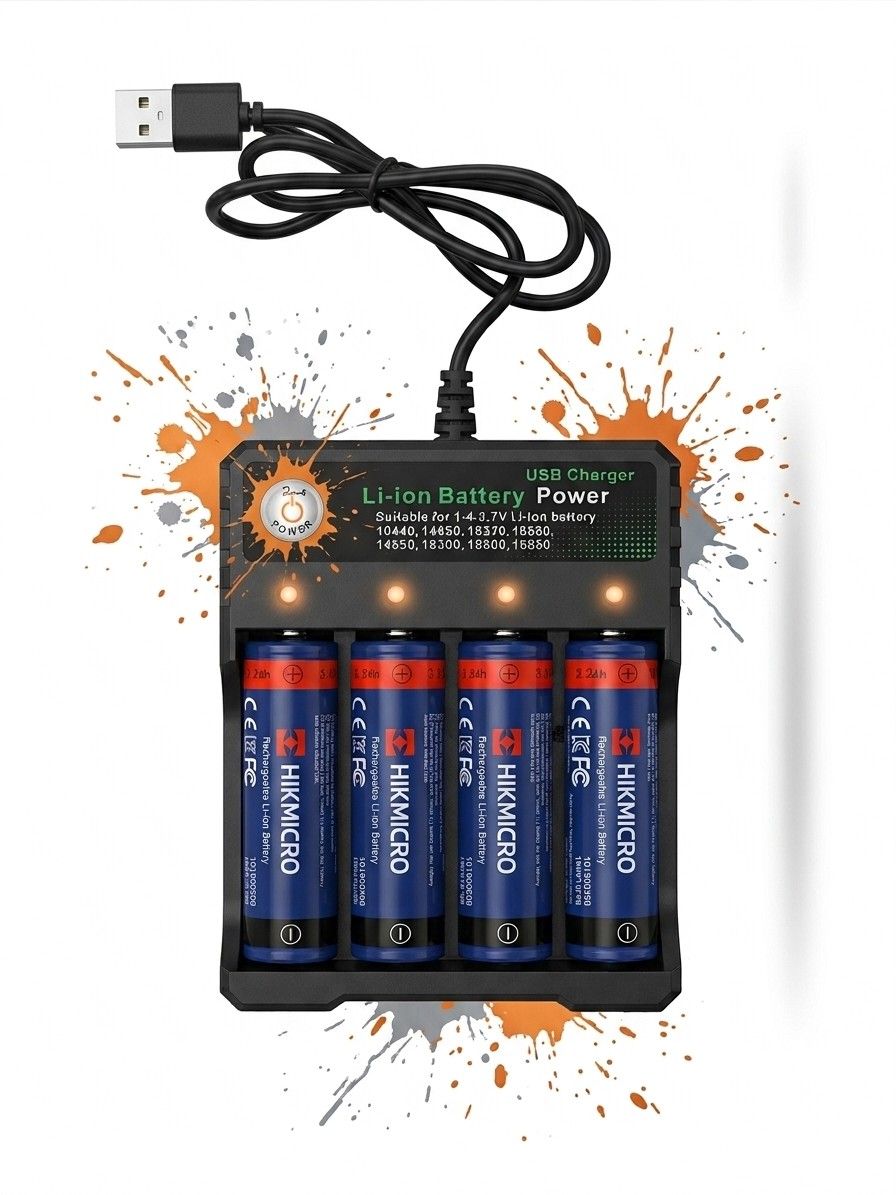 HIKMICRO Genuine Replacement Batteries x 4 + Generic USB Charger.