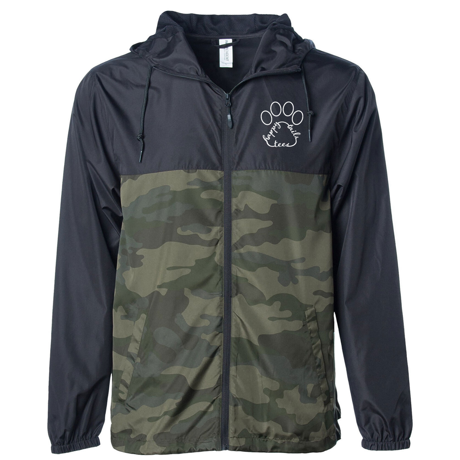 Camo And Black Happy Tails Windbreaker - Unisex