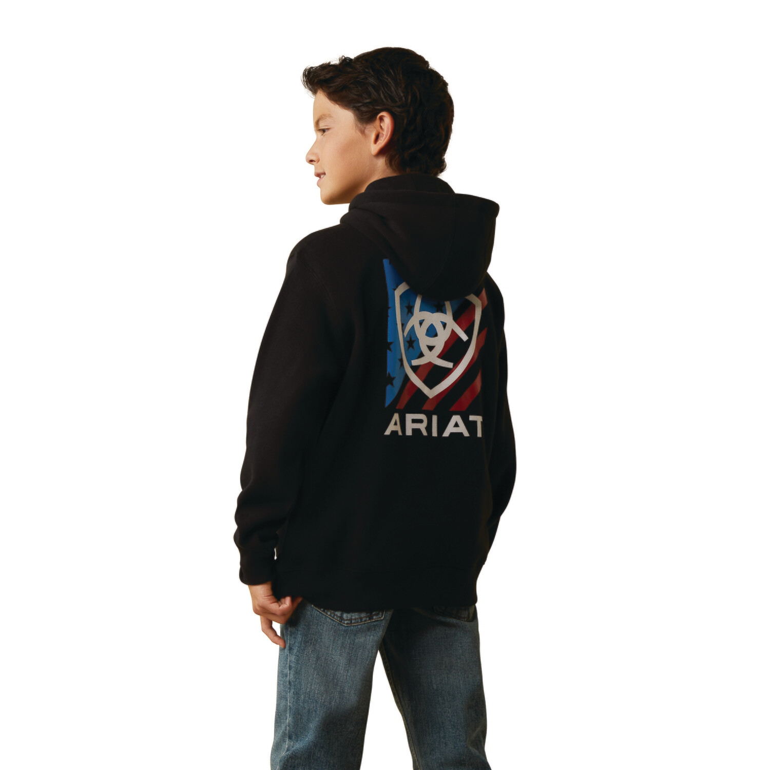 10041154 ARIAT BOYS AMERICANA BLOCK HOOD BLACK