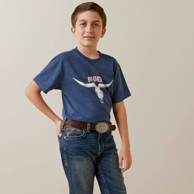 10045293 ARIAT BOYS ARIAT RODEO SKULL SS TSHRT NVY