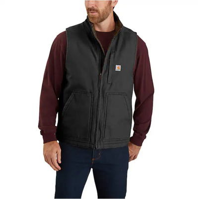 104277 BLK CARHARTT Lse Fit Wash Duck Sherpa Vest