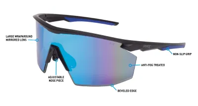 SB11265ST Pyramex  Black frame blue tips/blue mirror AF lens