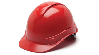 HP44120V Pyramex - Ridgeline Hard Hat - Red-Ridgeline Vented Cap Style 4 Pt Ratchet Suspension