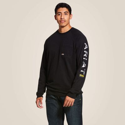 10027903 ARIAT MNS RBR CTN STRNG LS T-SHRT BLK