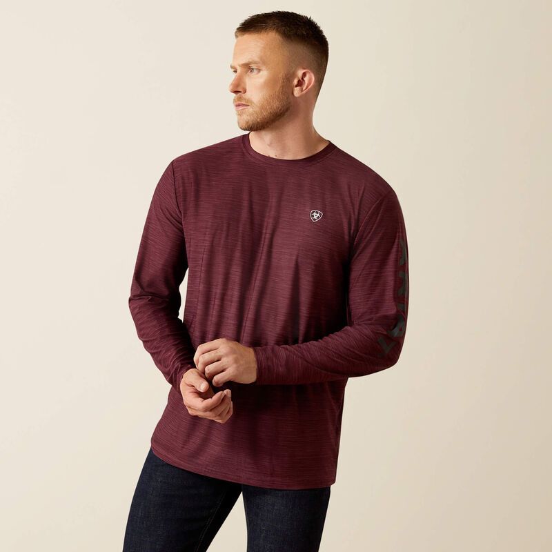 10041001 ARIAT MNS CHARGER LOGO LS T-SHRT MLBC HTH