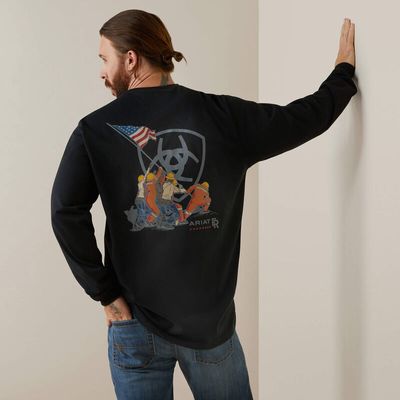 10043777 ARIAT MNS FR FR RAISING THE FLAG LS T-SHR