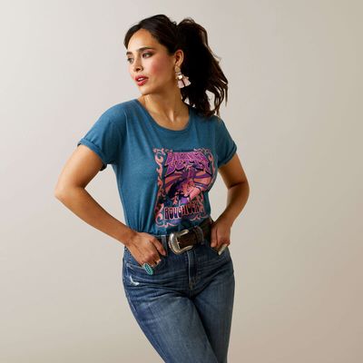 10045444 ARIAT WMS ARIAT BRONCO BETTY TSHRT STL BL