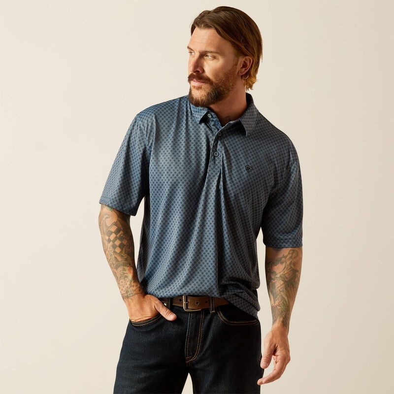 10055187 ARIAT MNS ALL OVER PRINT SS POLO NEWSBOY