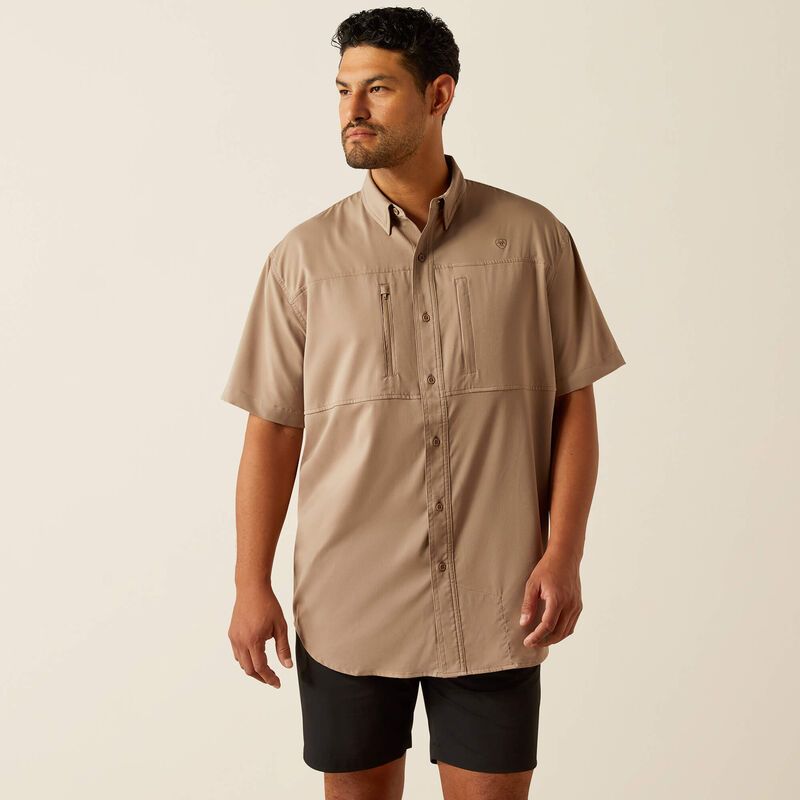 10055244 ARIAT MNS VENTTEK SS SHRT TAUPE GREY
