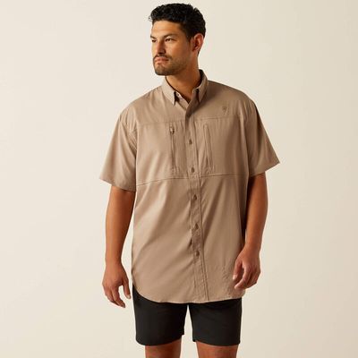 10055244 ARIAT MNS VENTTEK SS SHRT TAUPE GREY