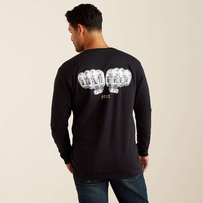 10062766 ARIAT MNS RBR CTN STRNG BARE KNCK LS TSHR