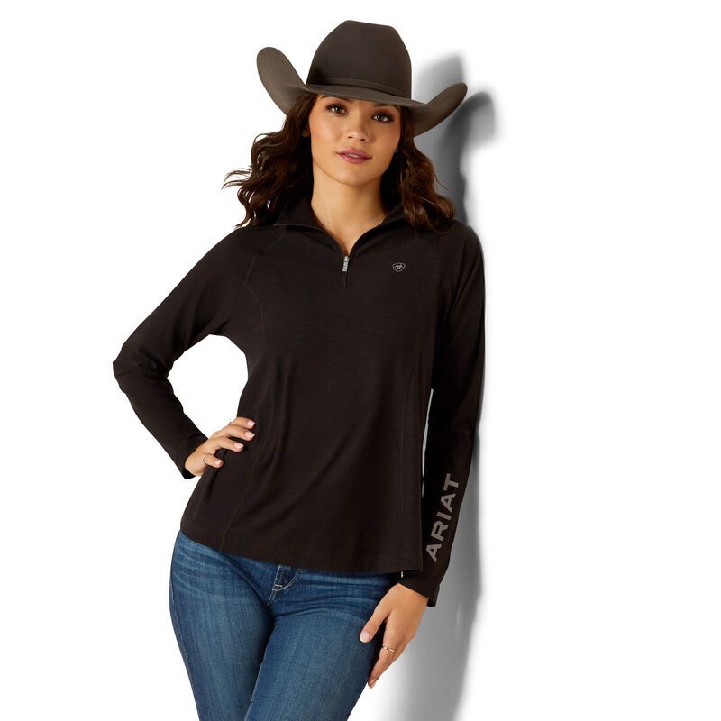 10052116 ARIAT WMS LAGUNA 2.0 1/4 ZIP LS TOP BLACK
