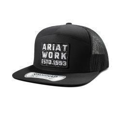 A290002101 Ariat Mens Cap Snap Back 7 Panel Patch Black