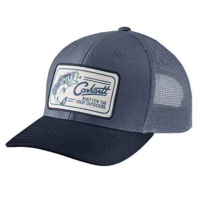 106788-BLS CARHARTT Canvas Mesh-Back Fish Patch Cap