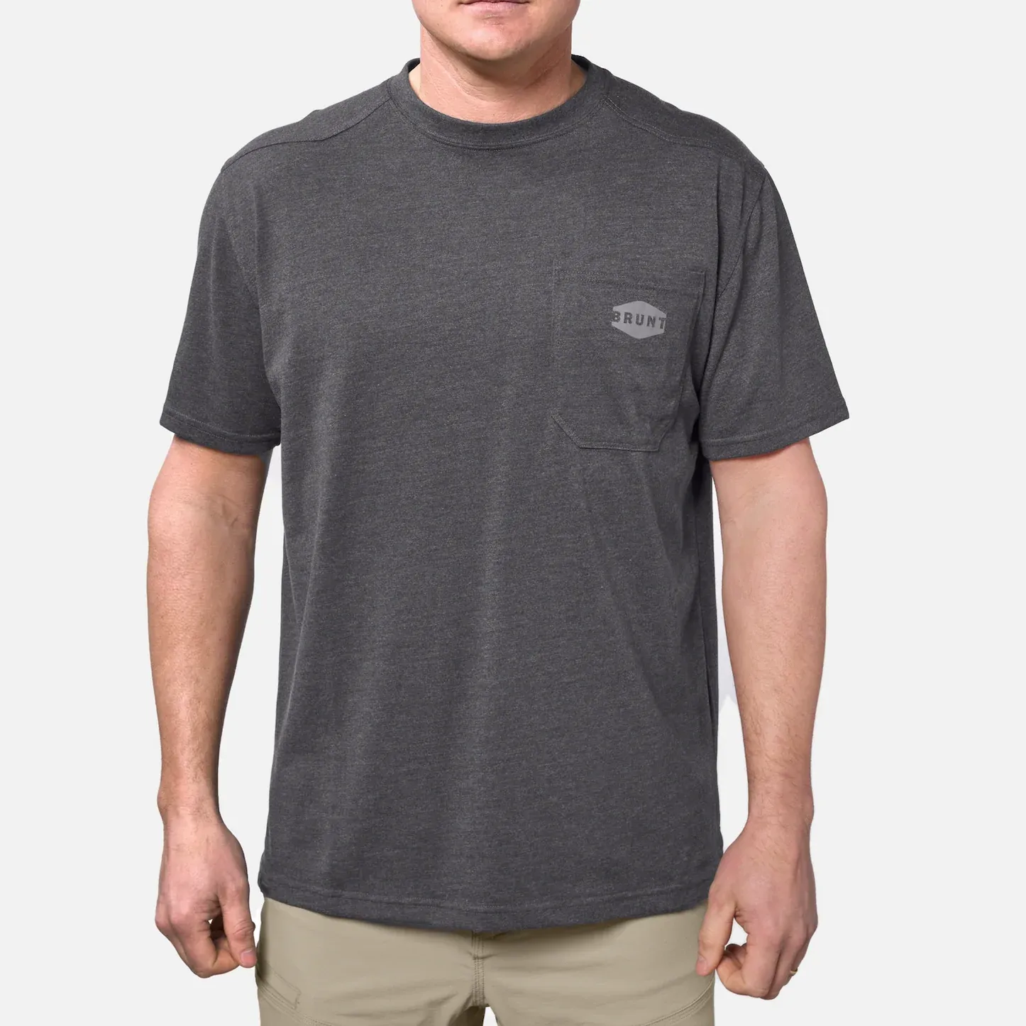 BRA51000-165 The BRUNT Pocket Tee Dark Grey Heathe