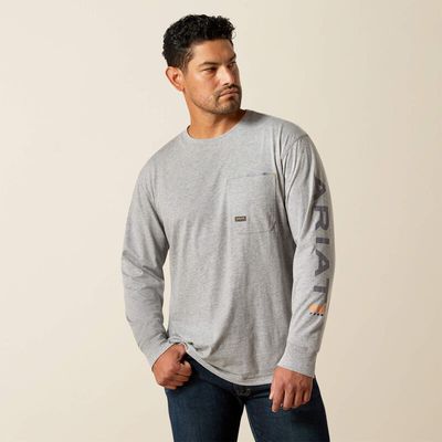 10062769 ARIAT MNS RBR WORKMAN LOGO LS TSHRT HTH G