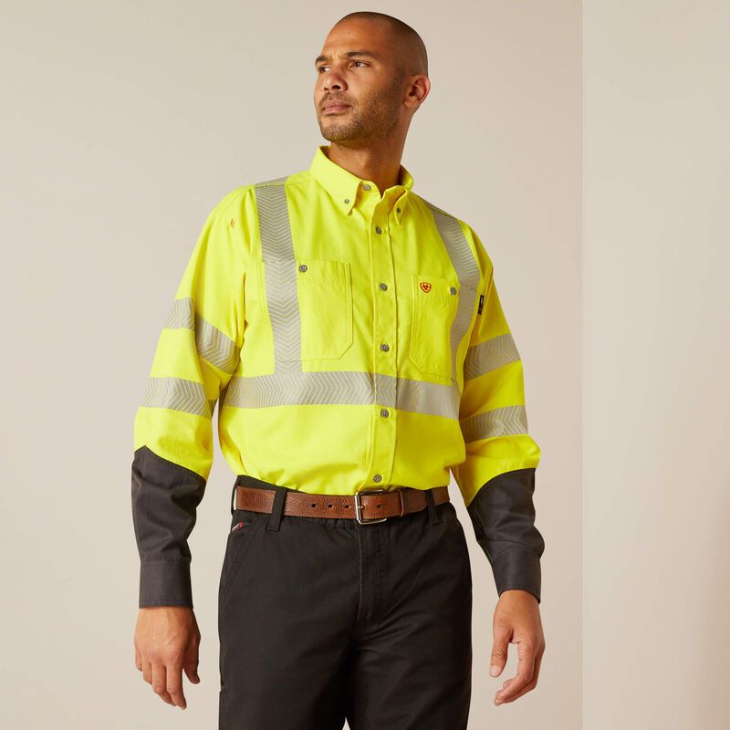 10048689 ARIAT MNS FR HI-VIS LS WRK SHRT HI-VIS YE