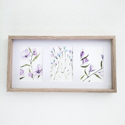 3 Mini paintings wildflowers purple (#1, #2, #3) 3 Mini paintings wildflowers purple (#1, #2, #3)