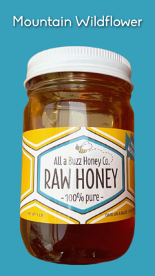All a Buzz Pure Raw Honey - Mountain Wildflower, 16 oz. jar