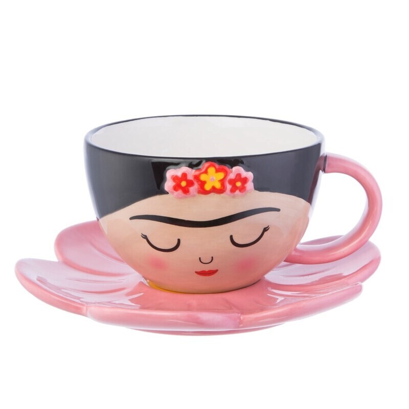 Frida Cup &amp; Flower Saucer Set