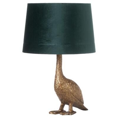 Gary the Goose Gold Table Lamp With Emerald Velvet Shade