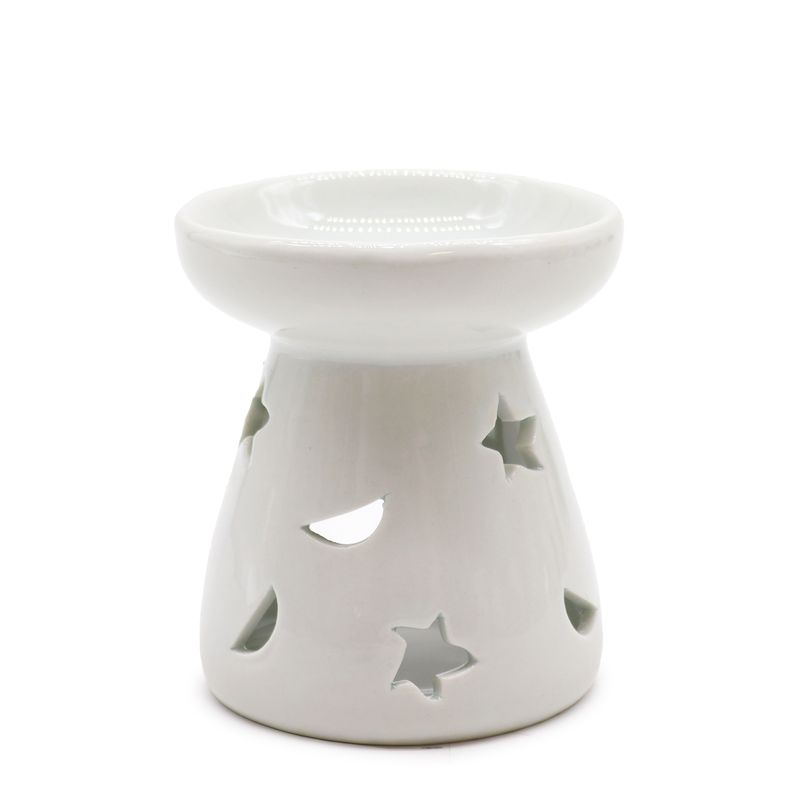 Small Classic White Oil Burner - Moon &amp; Star