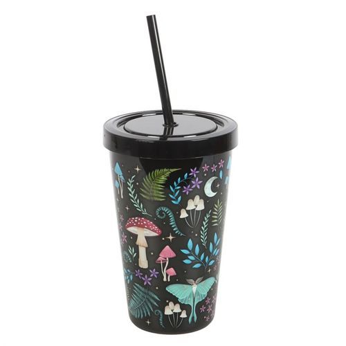 Dark Forest Plastic Tumbler with Straw