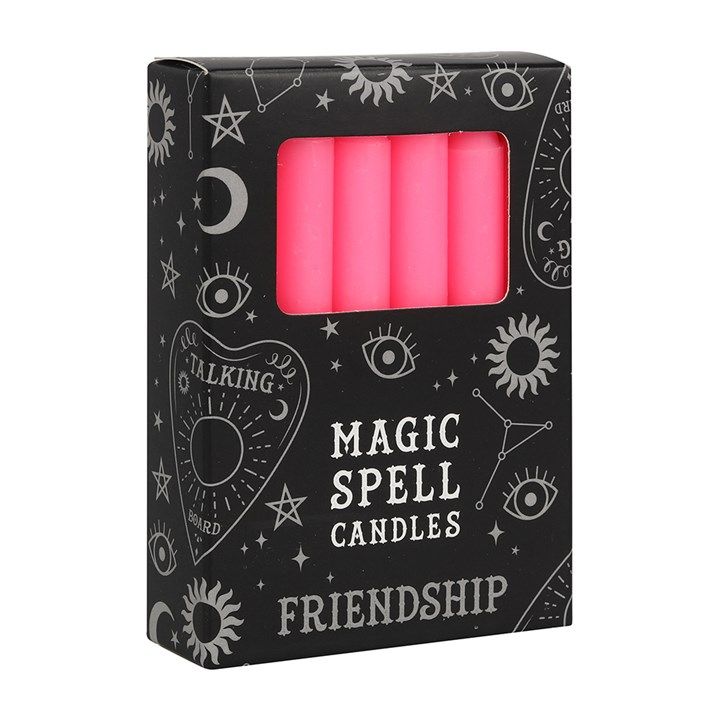 Set of 12 Pink &#39;Friendship&#39; Spell Candles