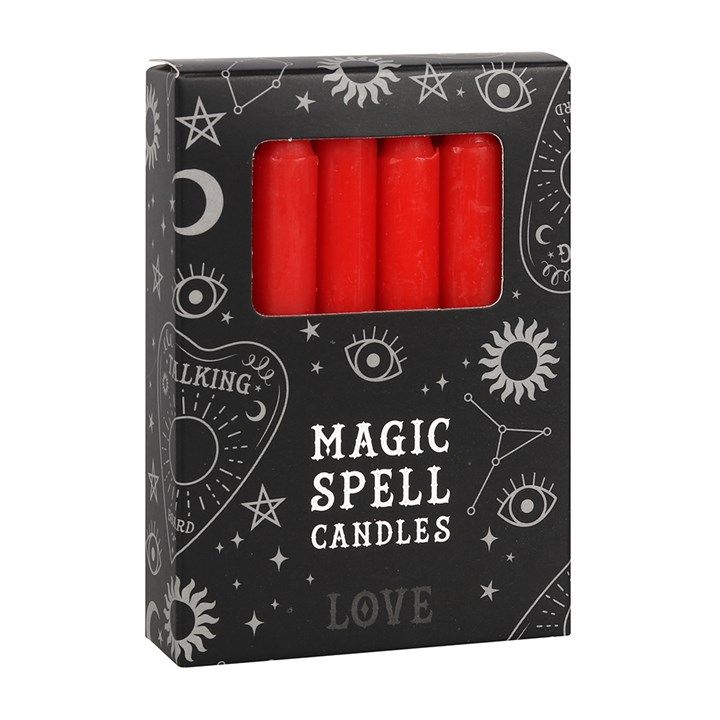 Set of 12 Red &#39;Love&#39; Spell Candles