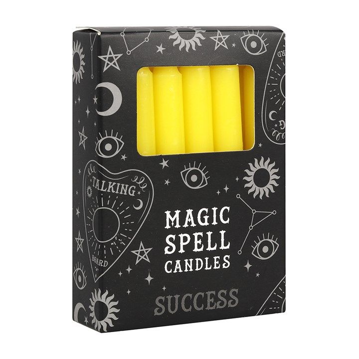 Set of 12 Yellow &#39;Success&#39; Spell Candles