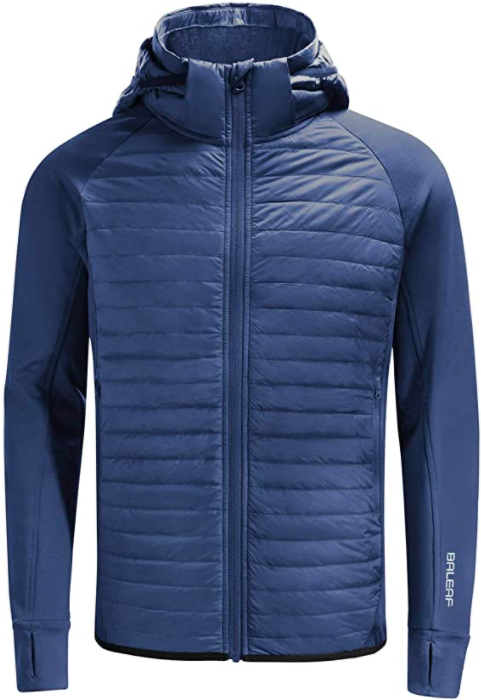 BALEAF Men&#39;s Lightweight Warm Puffer Jacket Winter Down Jacket Thermal Hybrid Hiking Coat Water Resistant Packable