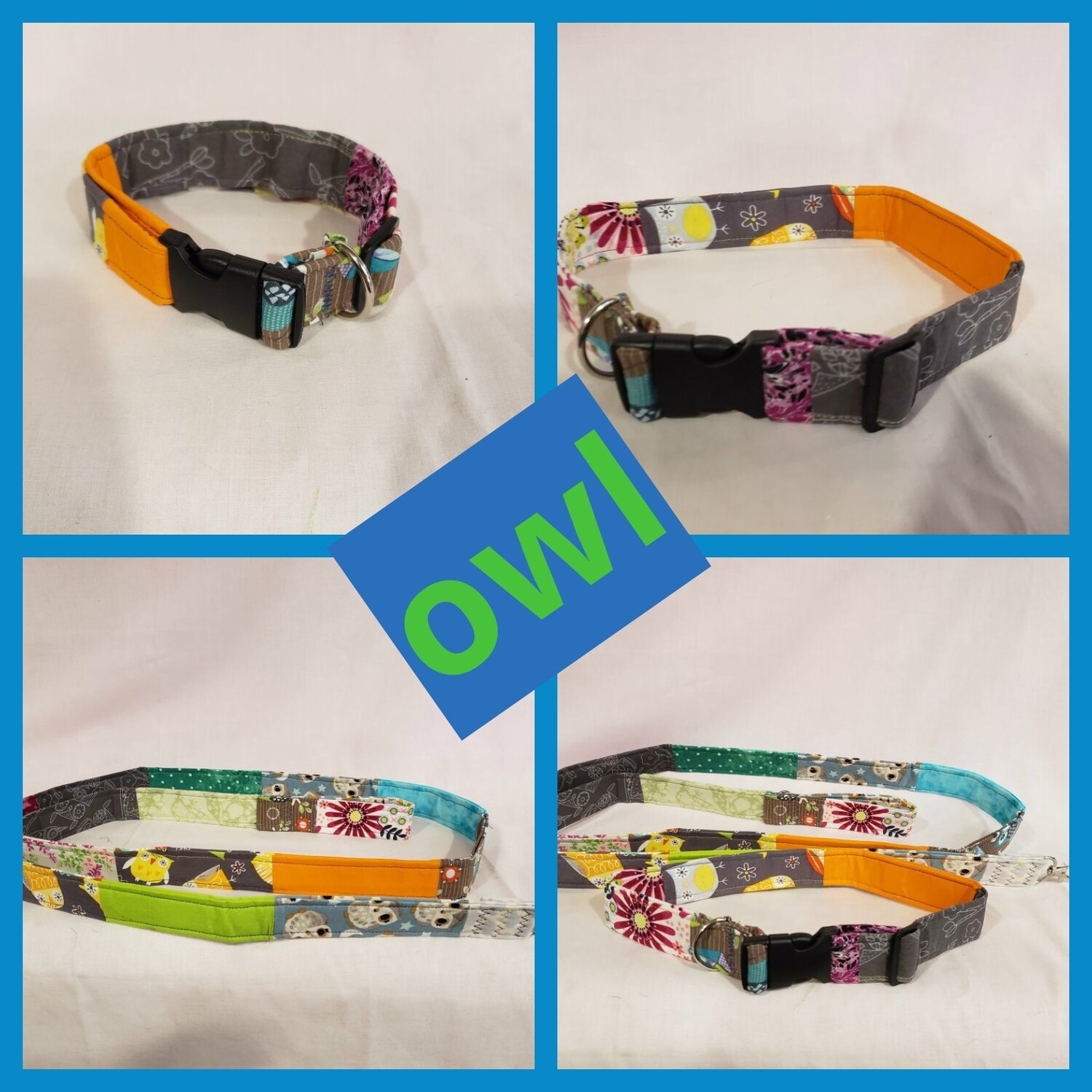 Owl Dog leash and adjustable collar