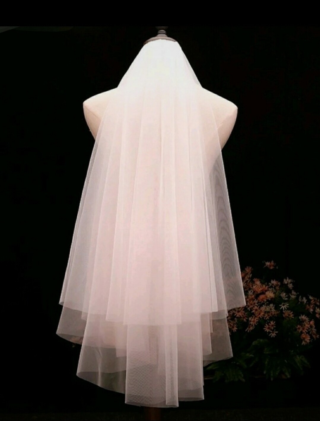 Voile court ivoire tulle