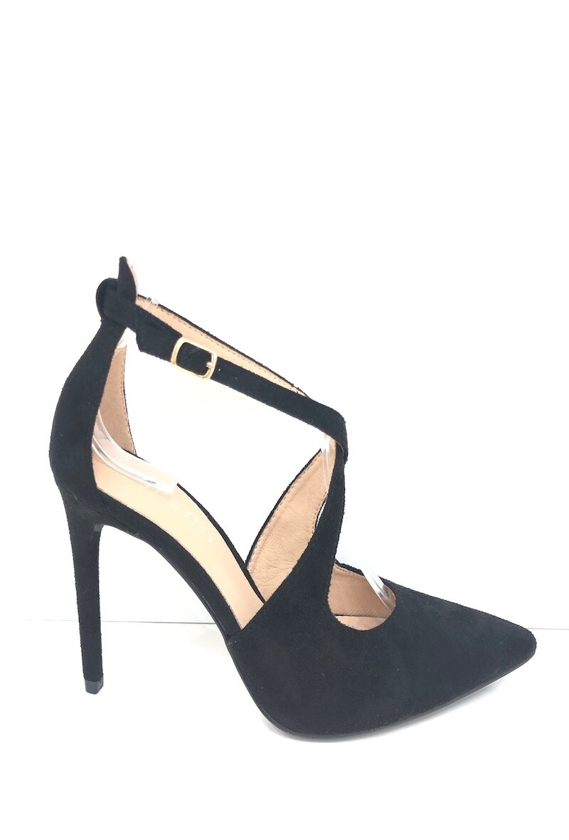 escarpins noir bout pointus bride croisé