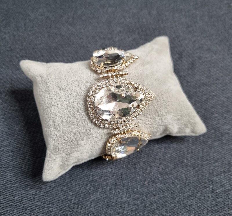 bracelet mariage doré pierre goutte blanche et strass blanc