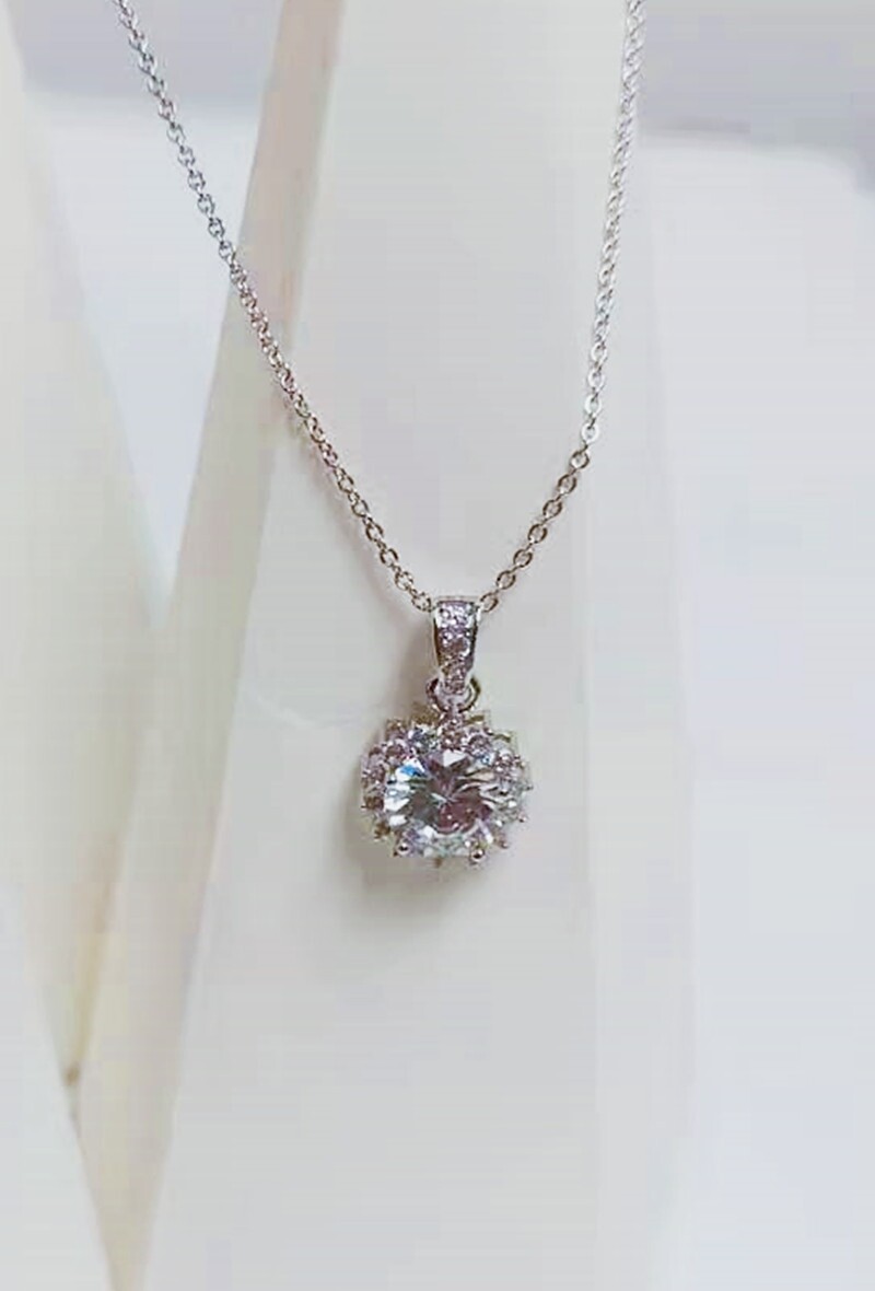 collier mariage  acier inoxydable et zircon