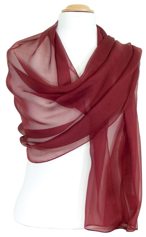 etole mousseline rectangle bordeaux mariage soirée 