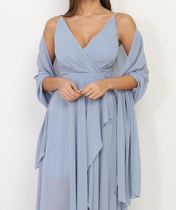 etole mousseline rectangle bleu givré mariage soirée 