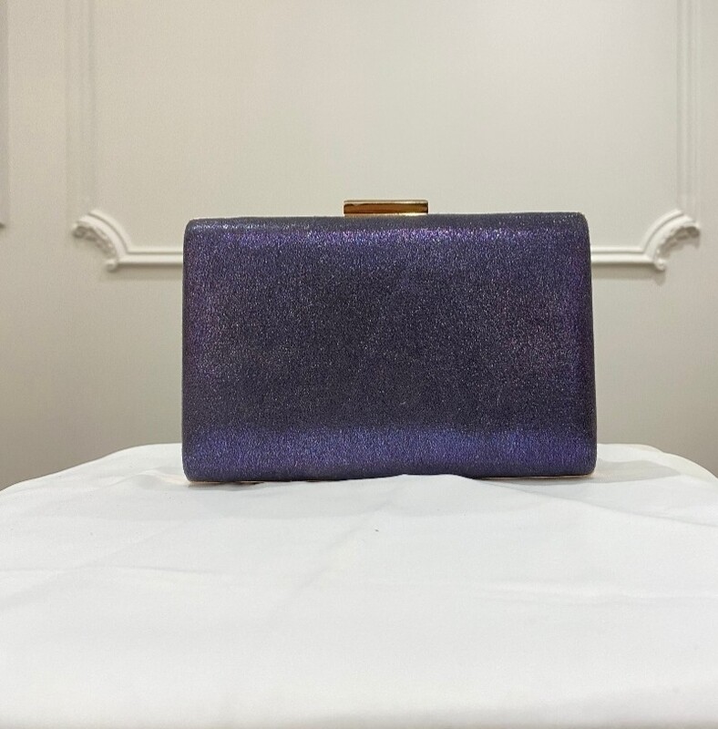 pochette soiree mariage bleu pailleté chaine bandouliere