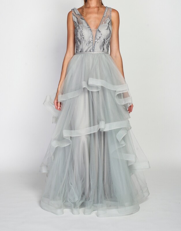 robe longue ceremonie mariage grise froufrou robe longue ceremonie mariage grise froufrou