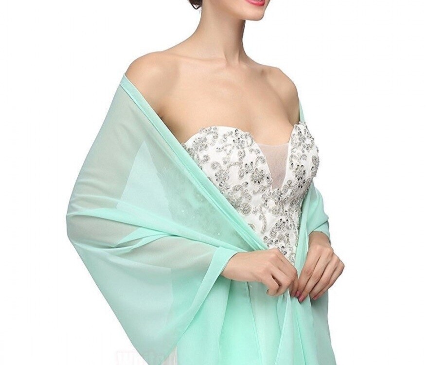 etole mousseline rectangle menthe soirée 