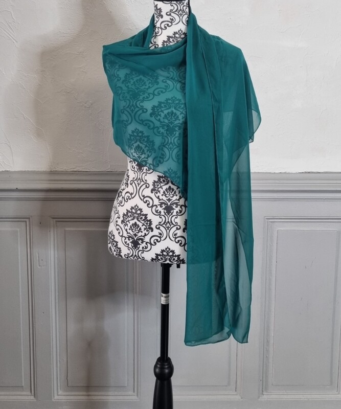 etole rectangulaire vert emeraude en mousseline mariage soirée