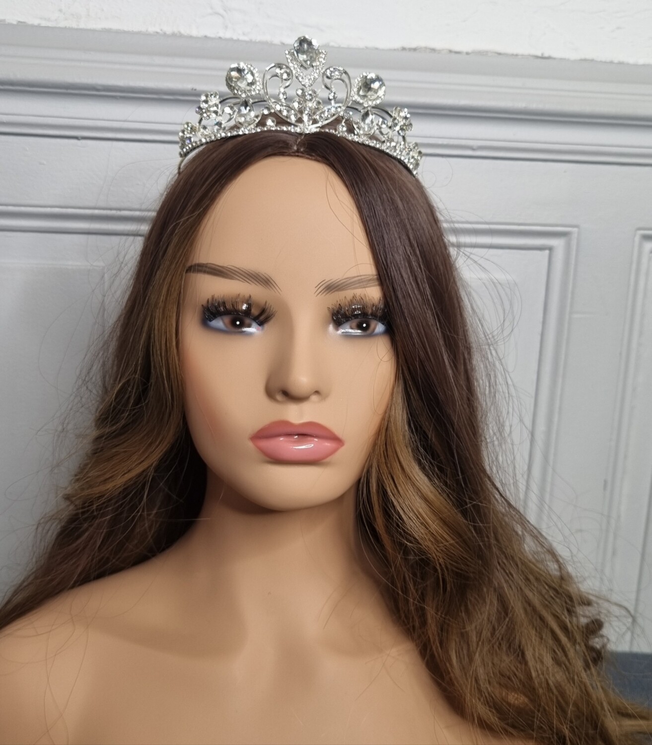 couronne mariage argenté et pierre blanche
