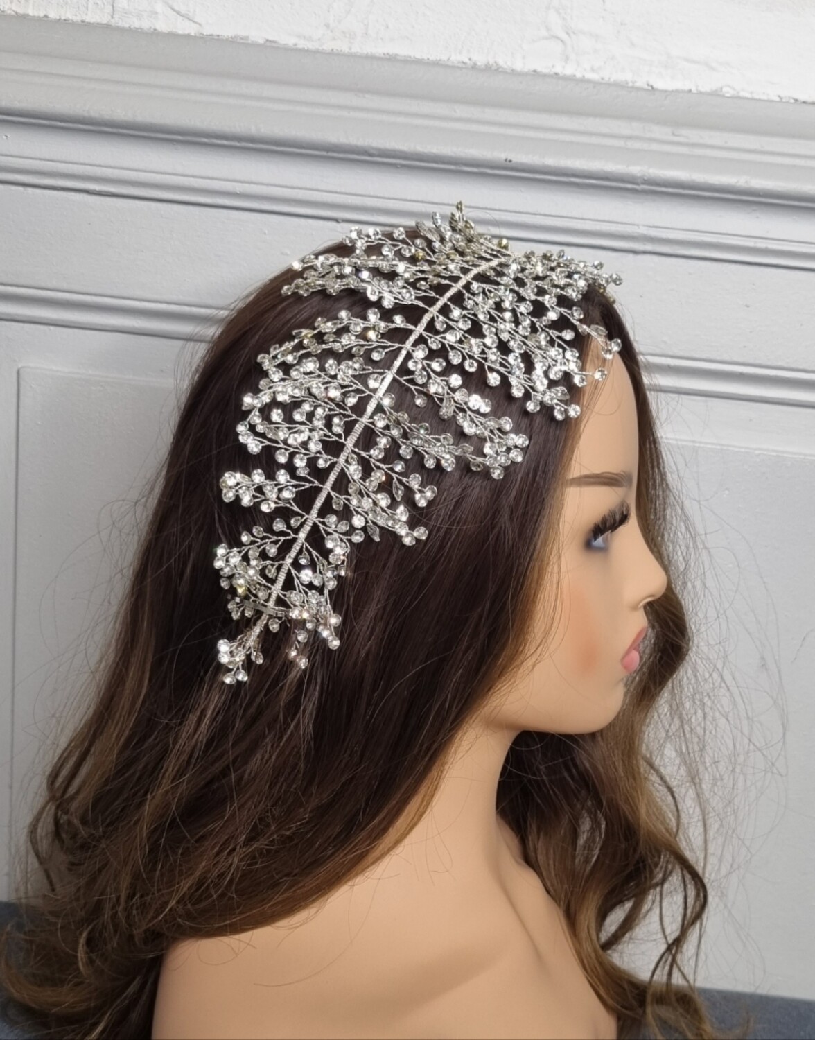 bijou de cheveux mariage argenté grand format