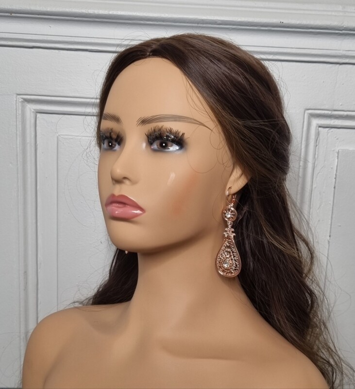 boucles d'oreilles mariage or rose et pierre blanche